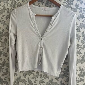Goldie White Button-Up Pointelle Top